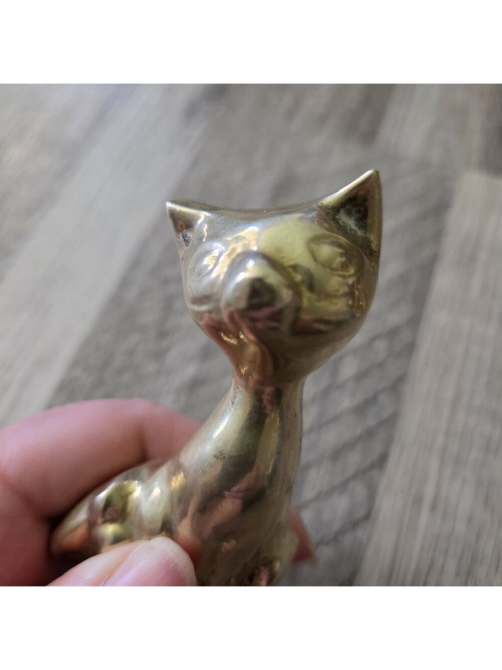 Vintage Brass Cat 3.5" Figurine Mid Century Modern Minimalist Desk Decor MCM - Picture 4 of 12